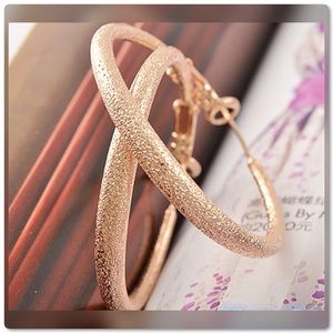 Elegant Rose Gold Textured Hoop Earrings for Women
